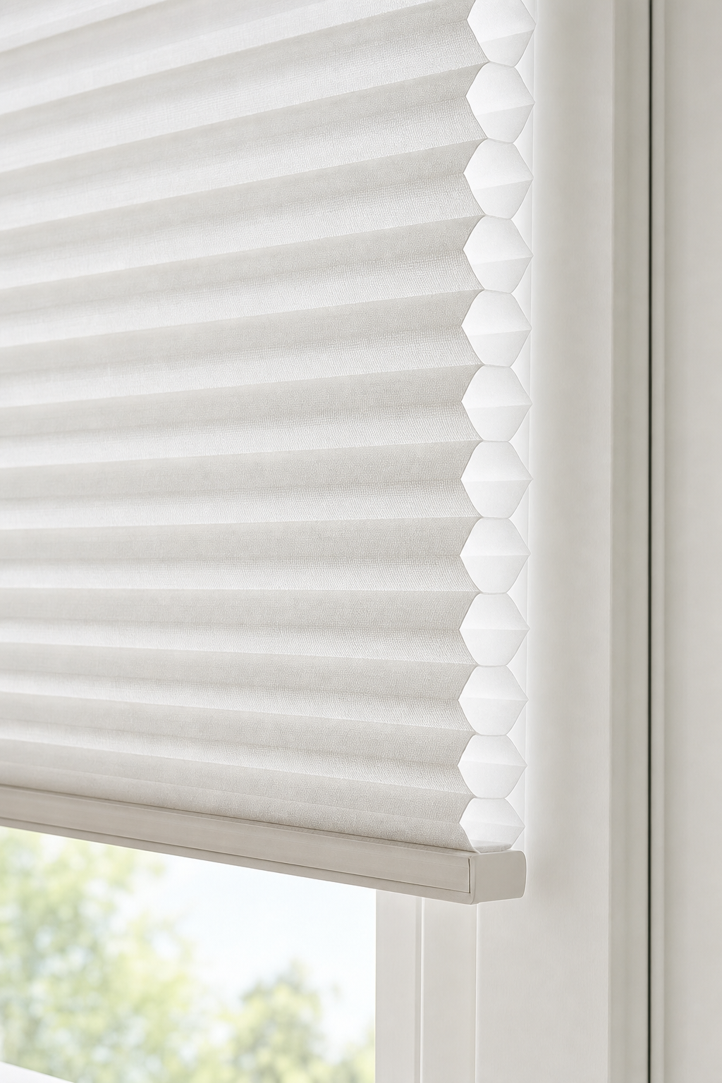 Cellular honeycomb shade showing the pleated insulating structure